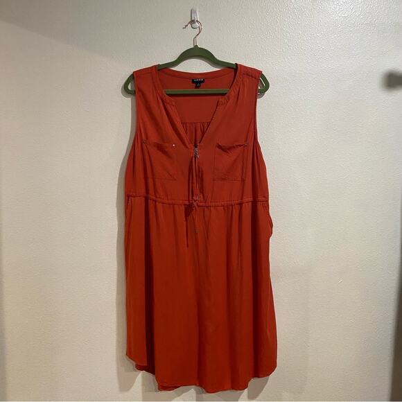 Torrid Brick Red Challis Zip Front Mini Shirt Dress Sz 14/16 - Picture 2 of 14